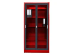 Jet-Line Stahlschrank St Petersburg in Anthrazit-Rot 90 x 40 x 185 cm Abschließbare Türen/Glasfront