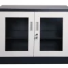 Jet-Line Stahlschrank Ufa in Anthrazit-Weiß 68 x 40 x 90 cm mit Abschließbaren Türen mit Glasfront