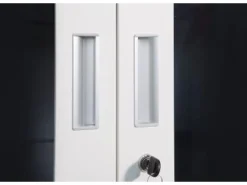 Jet-Line Stahlschrank Ufa in Anthrazit-Weiß 68 x 40 x 90 cm mit Abschließbaren Türen mit Glasfront