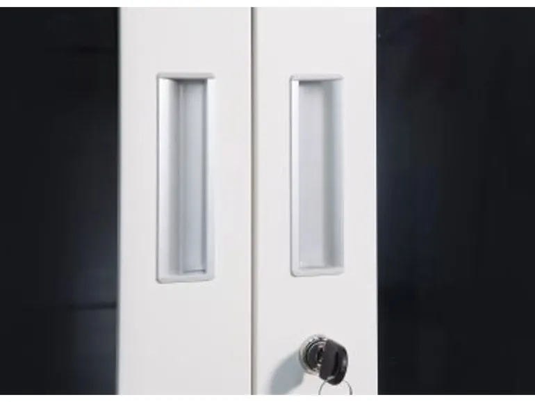 Jet-Line Stahlschrank Ufa in Anthrazit-Weiß 68 x 40 x 90 cm mit Abschließbaren Türen mit Glasfront