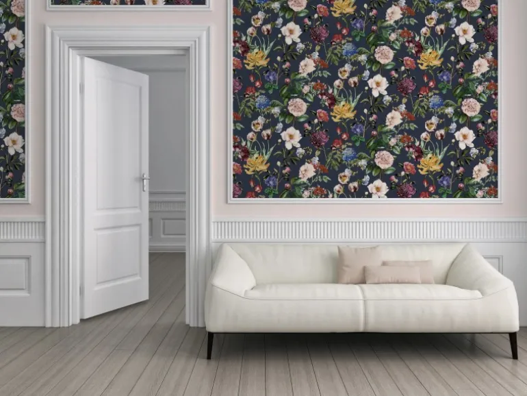 Jette Joop Vliestapete Blumen Dunkelblau FSC®