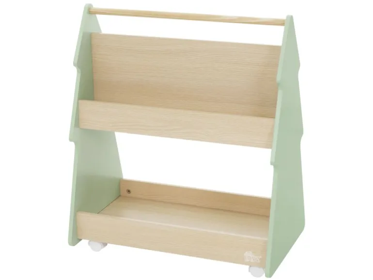 Joyz Kinder Bücherregal Tanne 60x38x705 cm Grün-Natur 2 Seitiges Regal aus Holz