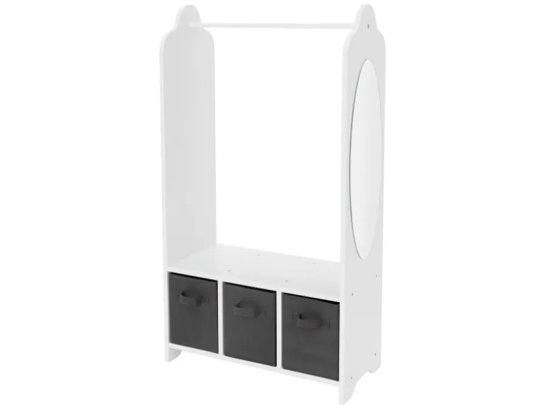 Joyz Kinder Kleiderständer mit Ablage Fächer Spiegel Weltraum 63x30x115 cm Weiß