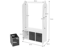 Joyz Kinder Kleiderständer mit Ablage Fächer Spiegel Weltraum 63x30x115 cm Weiß