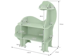 Joyz Kinderregal 3 Ebenen Dinosaurier aus Holz mit Offenen Regalen 110x31x110 cm