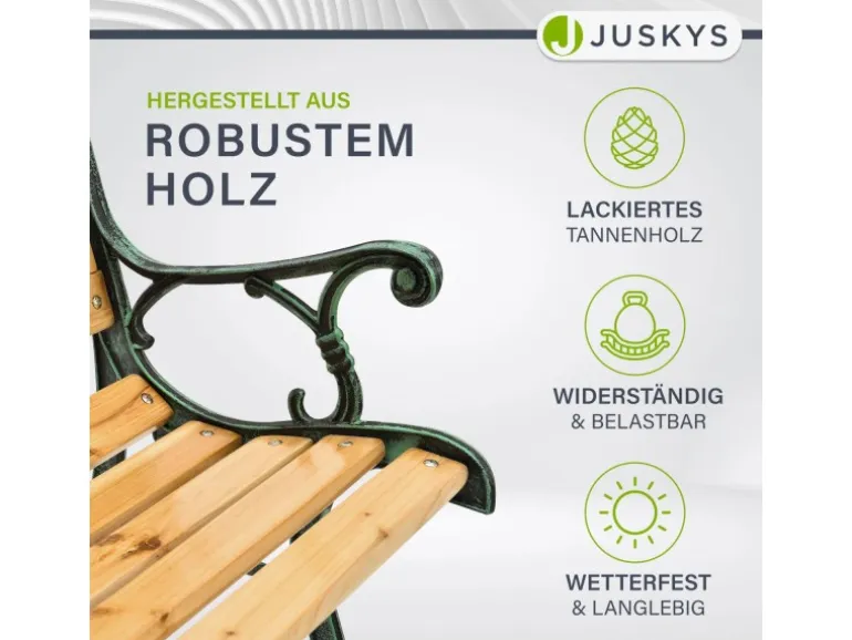 Juskys 2 Sitzer Gartenbank Sanremo aus Lackiertem Holz und Gusseisen