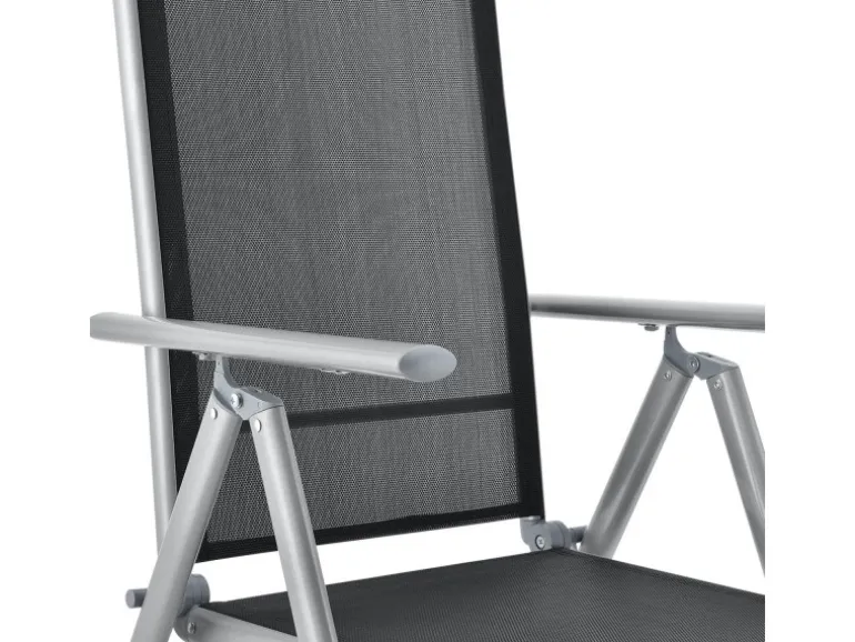 Juskys Aluminium Gartengarnitur Milano 9 Teilig mit Tisch und 8 Stühlen Silbergrau