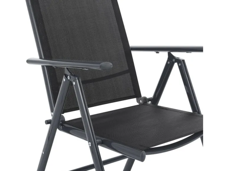 Juskys Aluminium Gartengarnitur Milano 5 Teilig mit Tisch und 4 Stühlen Dunkelgrau