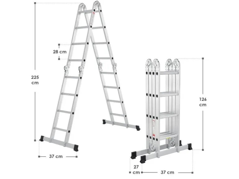 Juskys Aluminium Multifunktionsleiter 4,7m Tragfähigkeit bis 150 kg