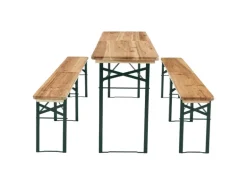 Juskys Bierzeltgarnitur Passau 3 teilig klappbar mit lackiertem Tannenholz 220 cm