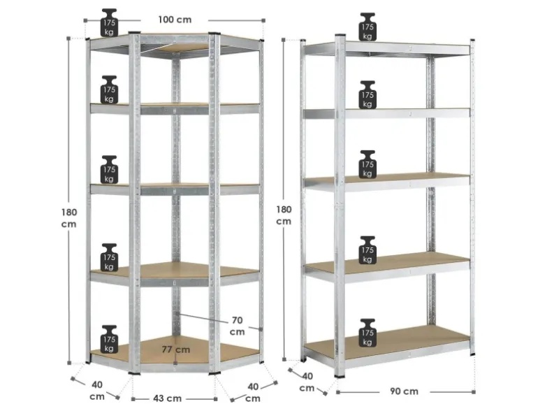 Juskys 3er Regalsystem 1 Corner und 2 Basic Insgesamt 15 Böden mit 2625 kg Tragkraft