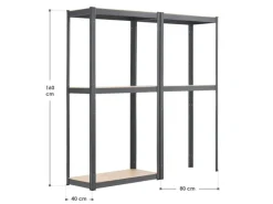 Juskys 2er Set Lagerregal Easy 160 x 80 x 40 cm Grau