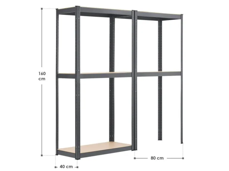 Juskys 2er Set Lagerregal Easy 160 x 80 x 40 cm Grau