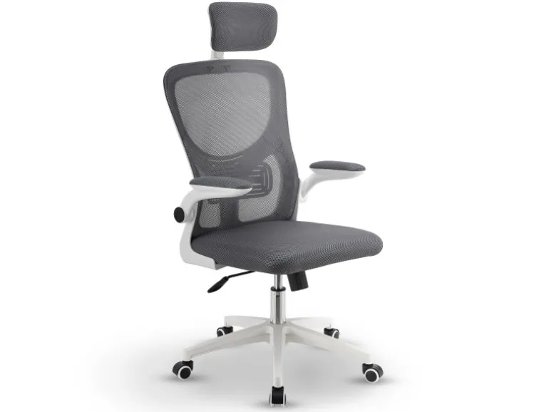 Juskys Ergonomischer Bürostuhl Baltimore Weiß Grau