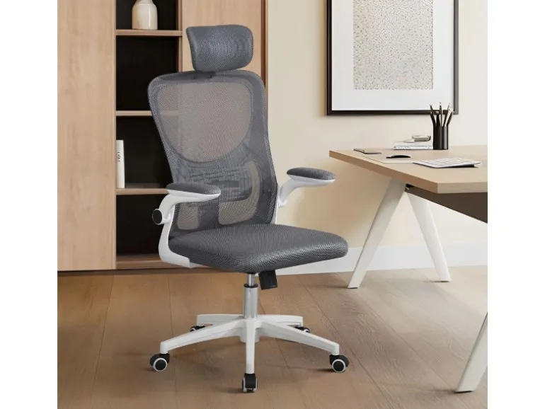 Juskys Ergonomischer Bürostuhl Baltimore Weiß Grau