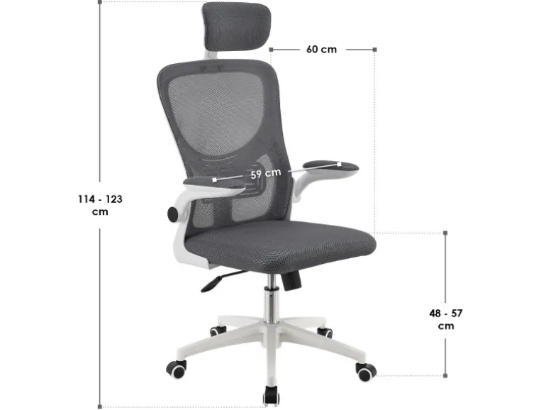 Juskys Ergonomischer Bürostuhl Baltimore Weiß Grau