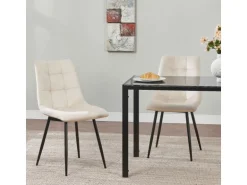 Juskys Esszimmerstuhl Blanca 6er Set mit Samt Beige