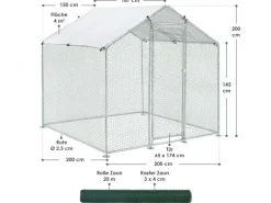 Juskys Freilaufgehege HLS25T 2x2x2m