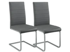 Juskys Freischwinger Stuhl Vegas 2er Set aus Kunstleder Grau