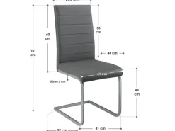 Juskys Freischwinger Stuhl Vegas 2er Set aus Kunstleder Grau