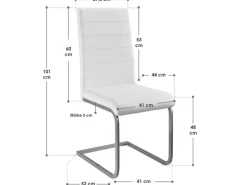 Juskys Freischwinger Stuhl Vegas 2er Set aus Kunstleder Weiß