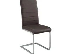 Juskys Freischwinger Stuhl Vegas 2er Set aus Kunstleder Braun