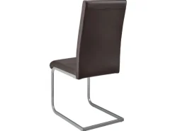 Juskys Freischwinger Stuhl Vegas 2er Set aus Kunstleder Braun
