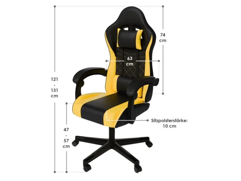 Juskys Gamingstuhl HyperSeat Schwarz/Gelb