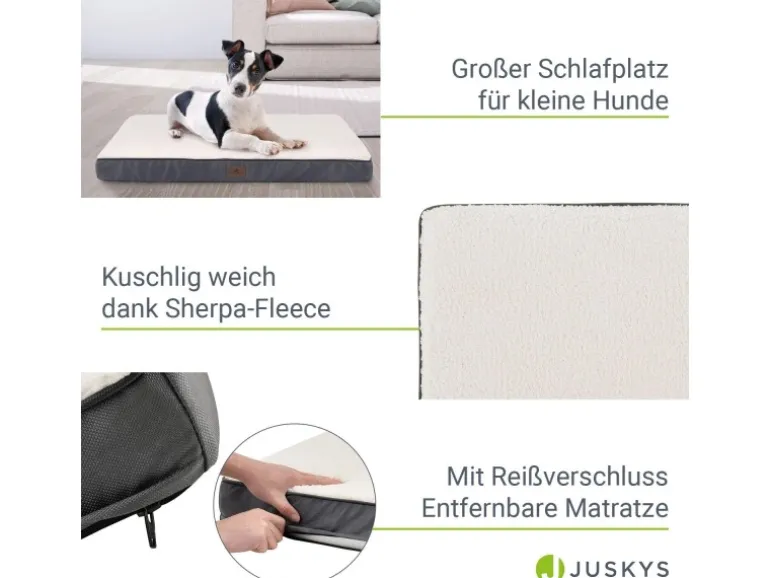 Juskys Hundebett Milow Orthopädisch Wendbar 76x51 cm Beige