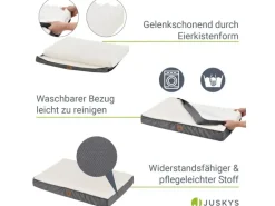 Juskys Hundebett Milow Orthopädisch Wendbar 76x51 cm Beige