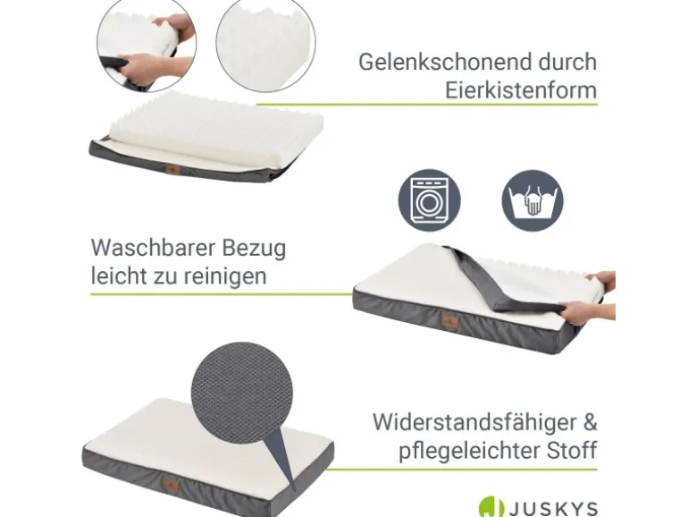 Juskys Hundebett Milow Orthopädisch Wendbar 76x51 cm Beige