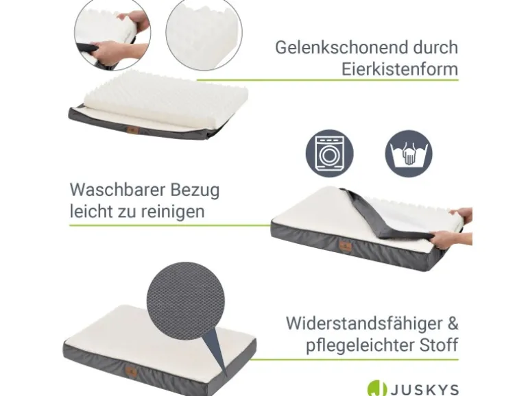 Juskys Hundebett Milow Orthopädisch Wendbar 92x69 cm Beige
