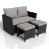 Juskys 2in1 Polyrattan Relax Gartenmöbel Set Jamaika Schwarz Grau