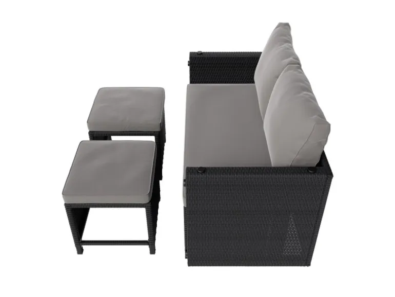 Juskys 2in1 Polyrattan Relax Gartenmöbel Set Jamaika Schwarz Grau