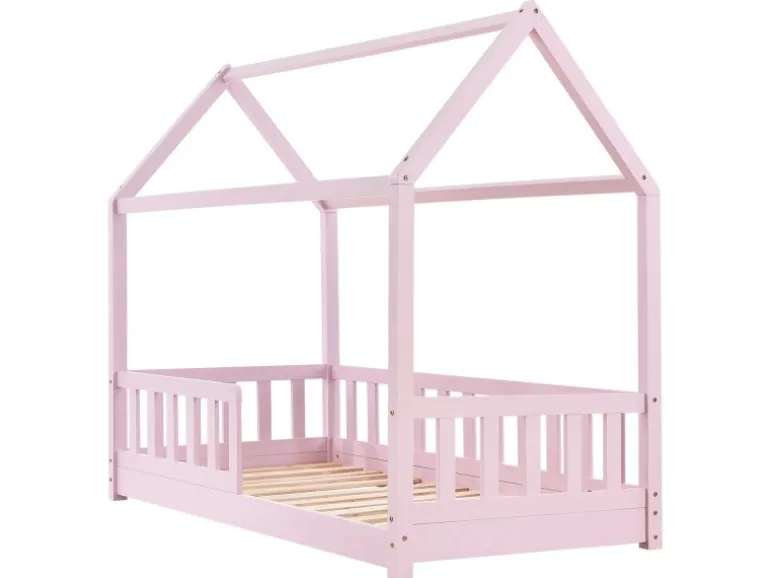 Juskys Kinderbett Marli 80 x 160 cm mit Matratze Rosa
