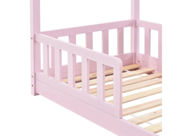 Juskys Kinderbett Marli 80 x 160 cm mit Matratze Rosa