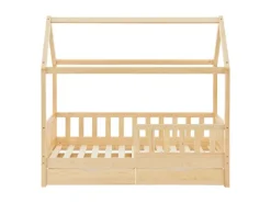 Juskys Kinderbett Marli 80 x 160 cm mit Bettkasten und Matratze Natur