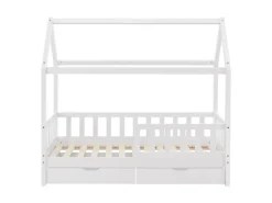 Juskys Kinderbett Marli 80 x 160 cm mit Bettkasten und Matratze Weiß