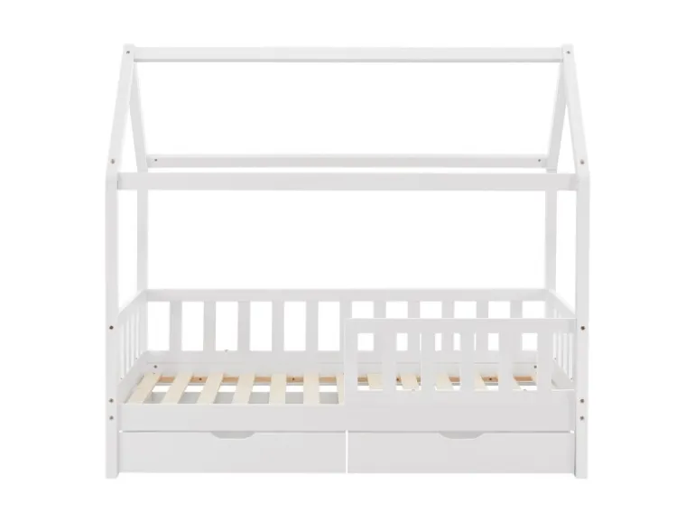 Juskys Kinderbett Marli 80 x 160 cm mit Bettkasten und Matratze Weiß