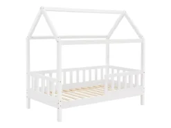 Juskys Kinderbett Marli 80 x 160 cm mit Bettkasten und Matratze Weiß