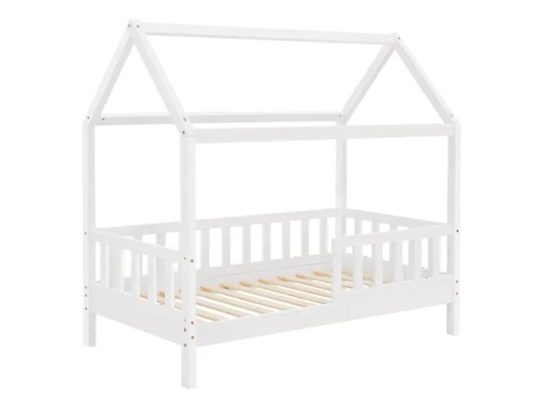 Juskys Kinderbett Marli 80 x 160 cm mit Bettkasten und Matratze Weiß