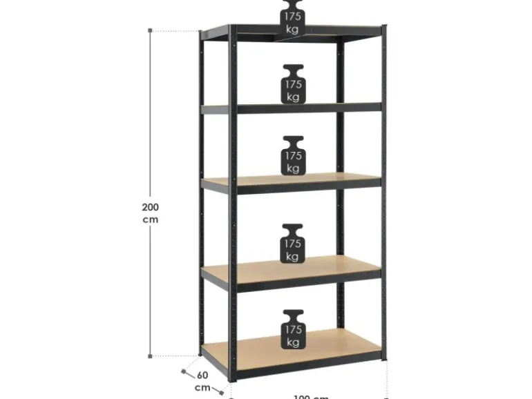 Juskys Lagerregal Basic 200 x 100 x 60 cm Grau