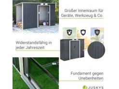 Juskys Metall Geräteschuppen M Anthrazit mit Unterstand Links