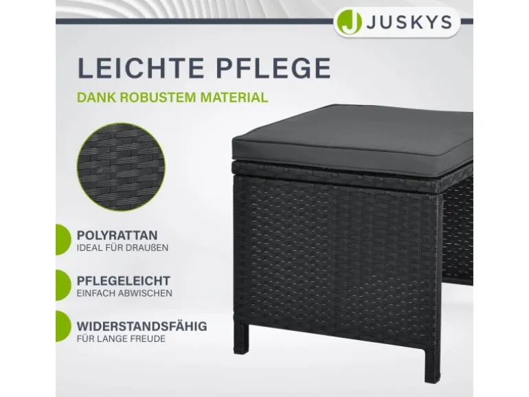 Juskys Polyrattan Essgruppe Baracoa XL 11 Teilig Schwarz