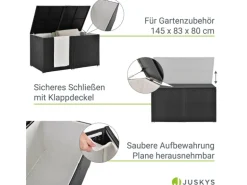 Juskys Polyrattan Gartenmöbel Auflagenbox Ikaria mit Innenplane in Schwarz