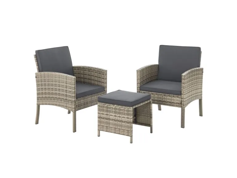 Juskys Polyrattan Gartenmöbel Sitzgruppe Turin Grau Meliert
