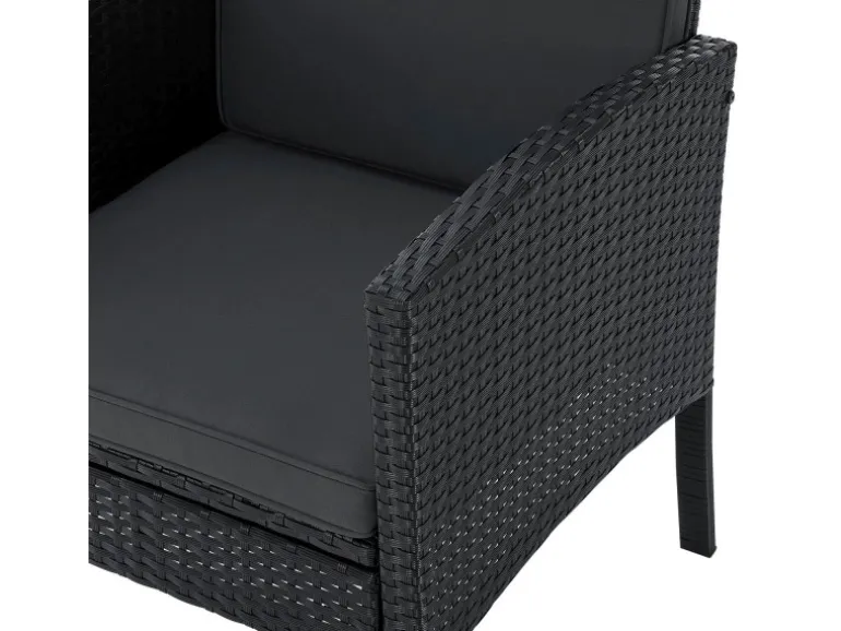 Juskys Polyrattan Gartenmöbel Sitzgruppe Turin Schwarz