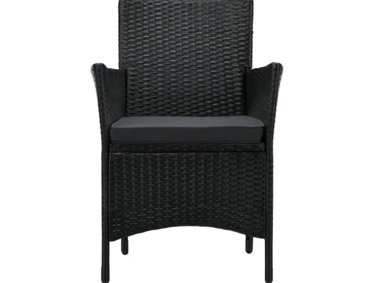 Juskys Polyrattan Gartenmöbel Balkon Set Bayamo in Schwarz mit Bezügen in Dunkelgrau