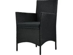 Juskys Polyrattan Gartenmöbel Balkon Set Bayamo in Schwarz mit Bezügen in Dunkelgrau