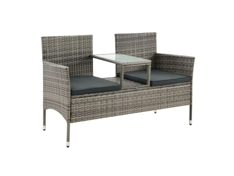 Juskys Polyrattan Gartenmöbel Sitzgruppe Monaco Grau Meliert und Dunkelgraue Bezüge